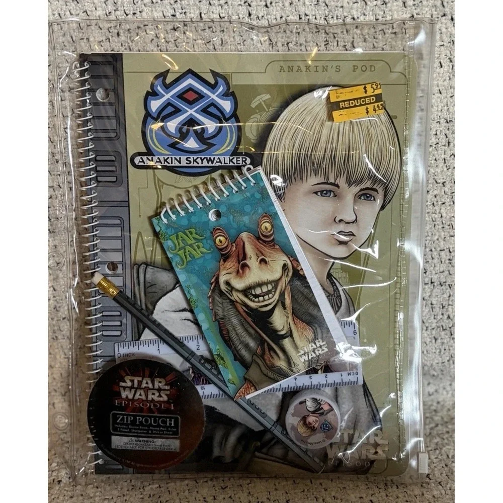 RARE CONDITION Star Wars Episode I Zip Pouch Notebook Set 10.5 x 8 in Multicolor